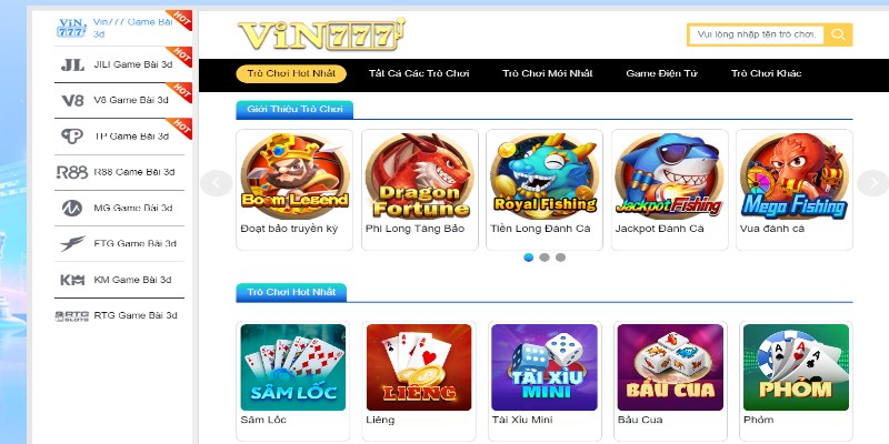 Tổng quan kho game của sòng bạc Casino Vin777 